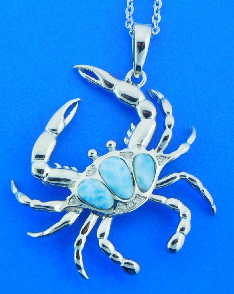 Blue Crab D Pendant K Yellow Gold Blue Porcelain Island Sun