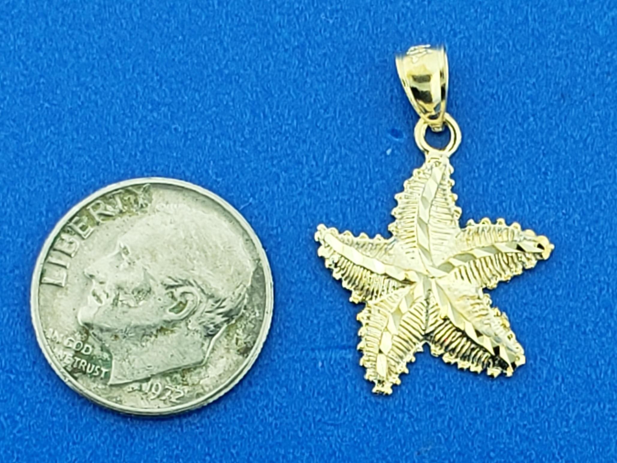 Starfish Diamond-Cut Pendant, 14K Yellow Gold 3 Starfish Diamond-Cut Pendant, 14K Yellow Gold - Image 3