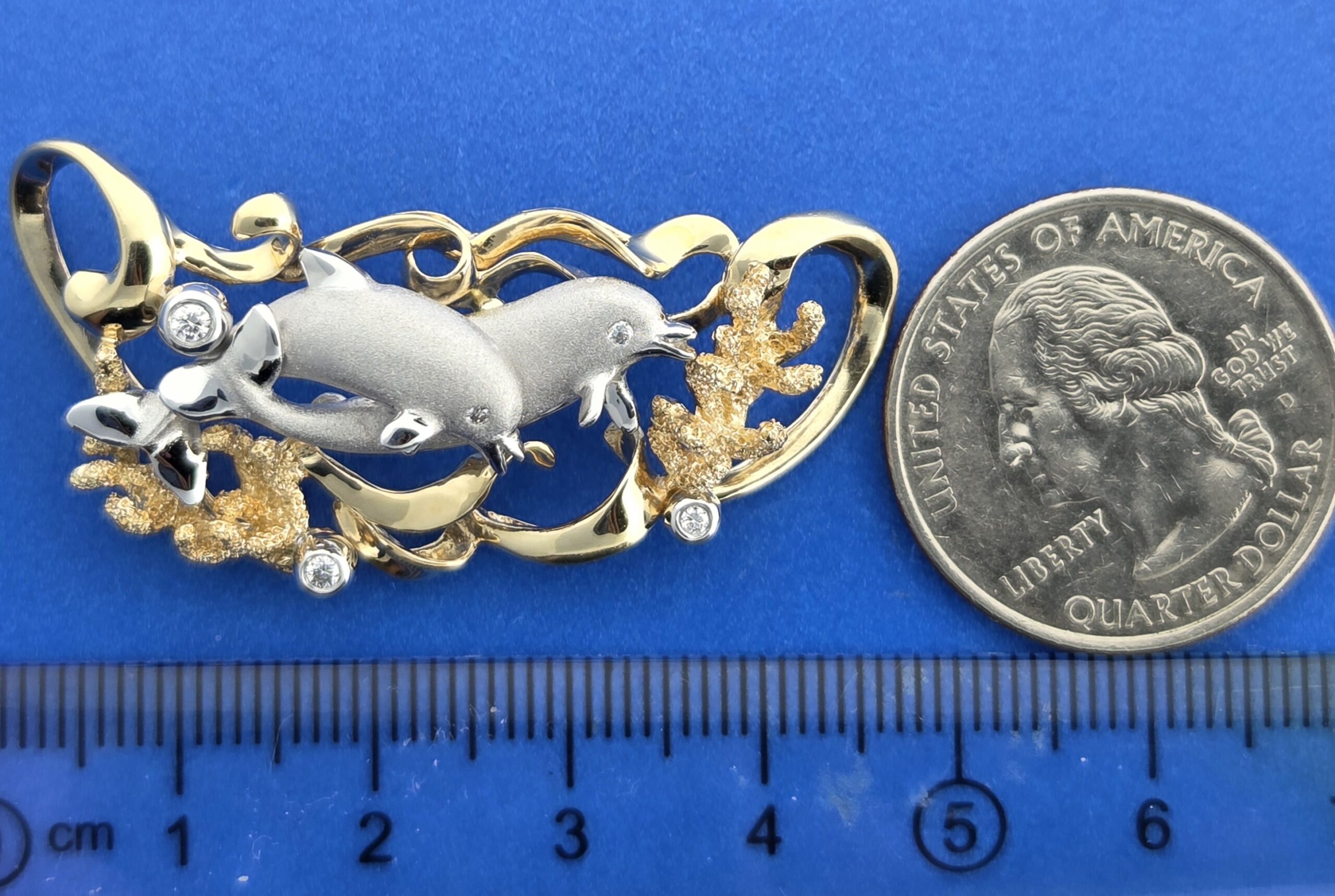 Denny Wong Dolphin & Coral Slide, 14K 2-Tone 3 Denny Wong Dolphin & Coral Slide, 14K 2-Tone - Image 3