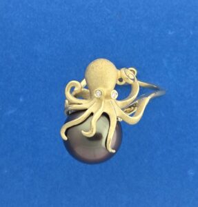 Denny Wong Octopus Pearl Ring, 14K Yellow Gold