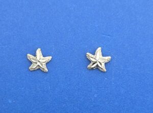 Starfish Post Earrings, 14K White Gold