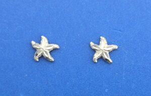 Starfish Post Earrings, 14K White Gold