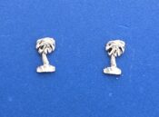Palm Tree Earrings, 14K White Gold