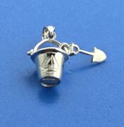 Pail & Shovel Pendant/Charm, 14K White Gold