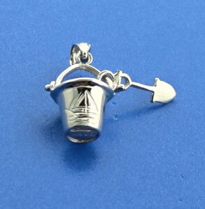 Pail & Shovel Pendant/Charm, 14K White Gold