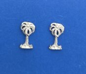 Palm Tree Earrings, 14K White Gold