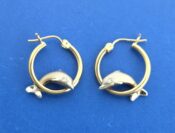 Steven Douglas Dolphin Hoop Earrings, 14K 2-Tone