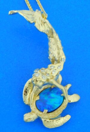 Steven Douglas Mermaid & Sea Turtle Pendant, 14K Yellow Gold