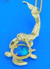 Steven Douglas Mermaid & Sea Turtle Pendant, 14K Yellow Gold