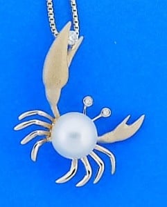 14k denny wong crab pearl pendant