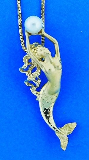 14k steven douglas mermaid pearl pendant