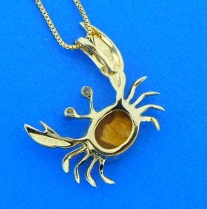 denny wong crab pendant 14k and opal