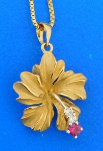 14k hibiscus denny wong pendant