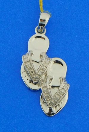 Flip-Flop Pendant, 14K White Gold 