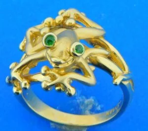 14k steven douglas tree frog ring