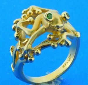 14k steven douglas tree frog ring