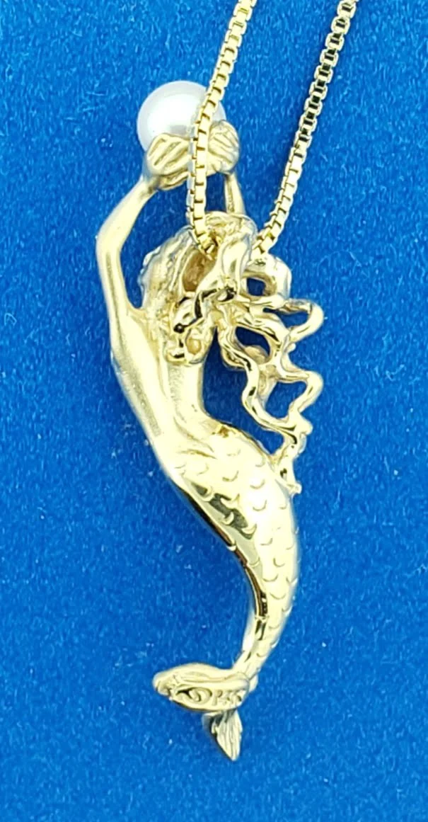 Steven Douglas Mermaid Pearl Pendant, 14K Yellow Gold - Image 3