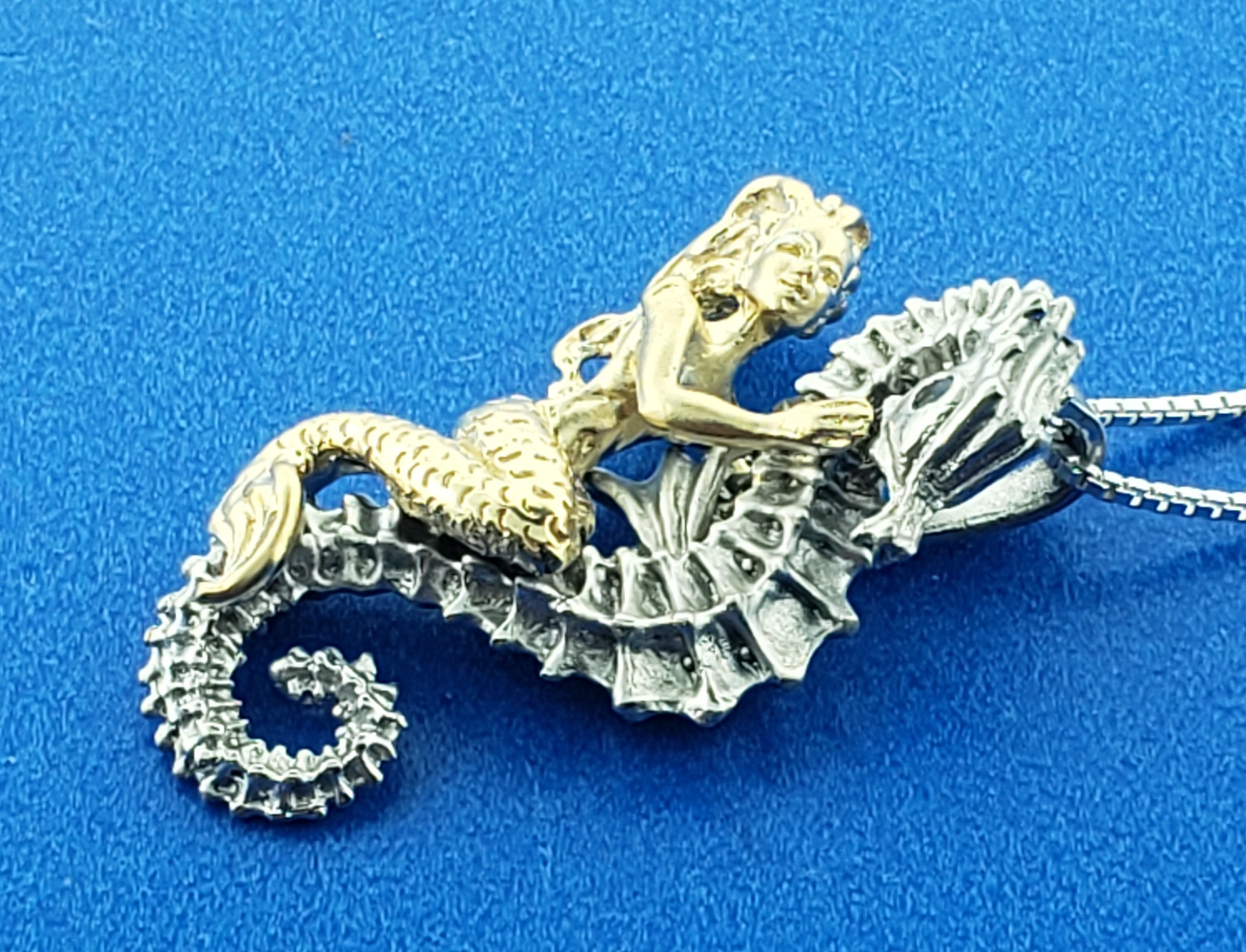 Steven Douglas Seahorse Mermaid Pendant, Sterling Silver/14K 6 Steven Douglas Seahorse Mermaid Pendant, Sterling Silver/14K - Image 6