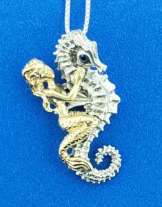 Steven Douglas Seahorse Mermaid Pendant, Sterling Silver/14K