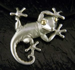 Sterling Silver & Gold Gecko Necklace