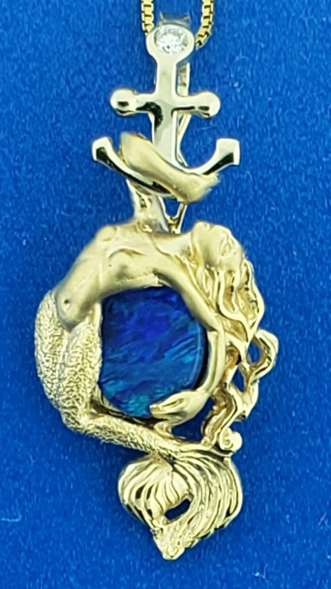 Steven Douglas Mermaid And Anchor Opal Pendant/Enhancer, 14K 2-Tone