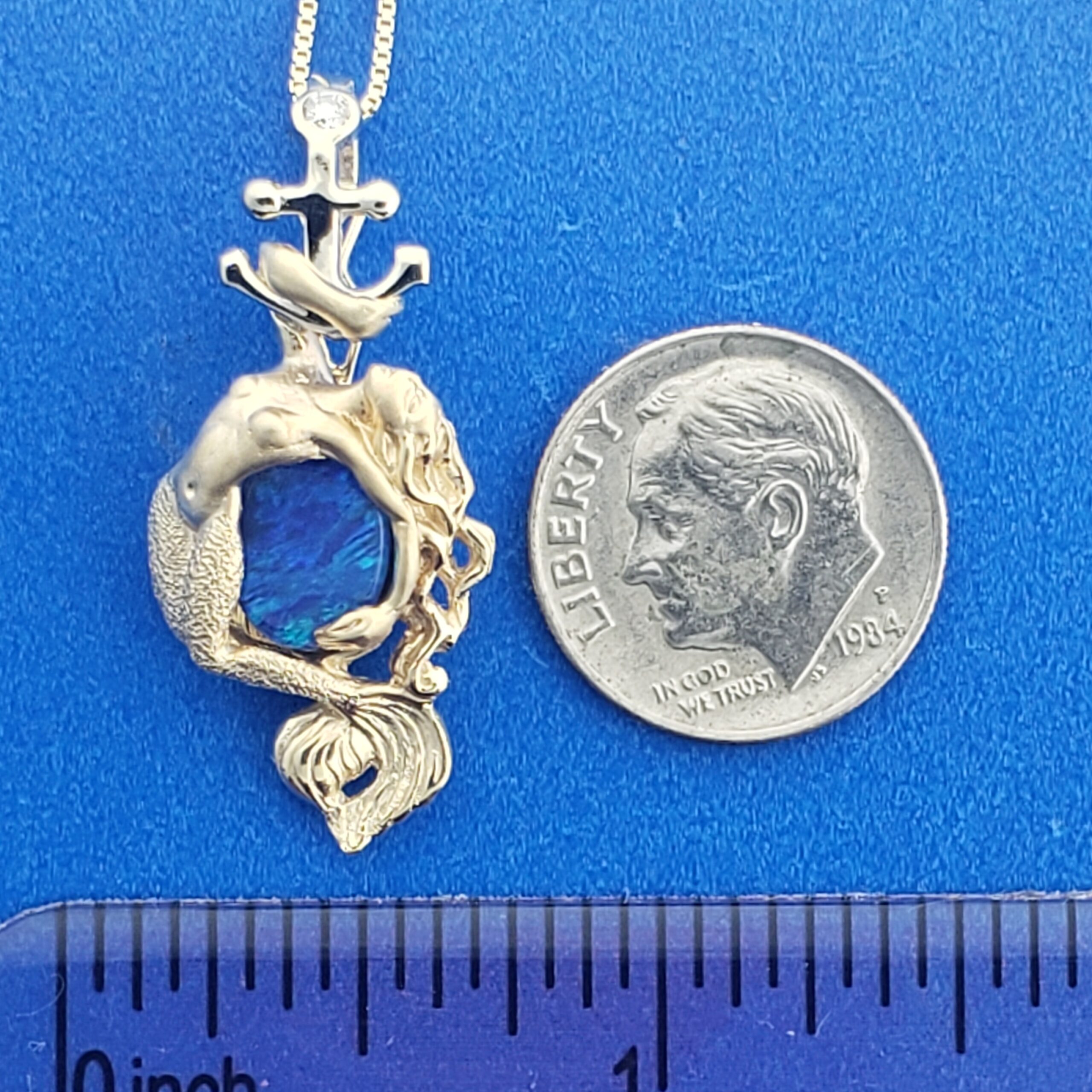 Steven Douglas Mermaid And Anchor Opal Pendant/Enhancer, 14K 2-Tone 5 Steven Douglas Mermaid And Anchor Opal Pendant/Enhancer, 14K 2-Tone - Image 5