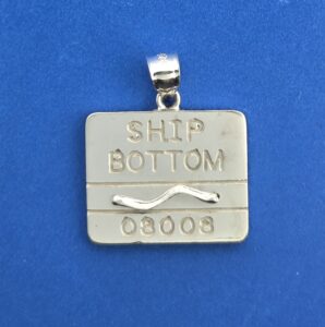 Long Beach Island, Ship Bottom Beach Badge Pendant, Sterling Silver