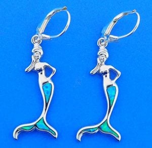 MERMAID,OPAL,EARRINGS,STERLING