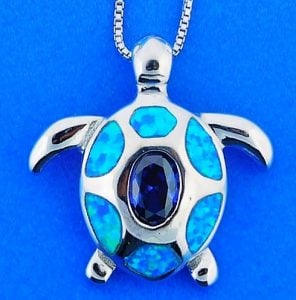 SEA TURTLE.OPAL,PENDANT,STERLING