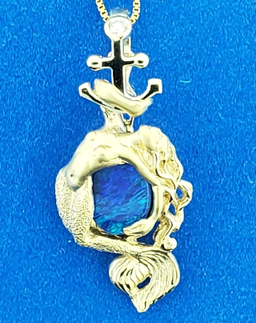 Steven Douglas Mermaid And Anchor Opal Pendant/Enhancer, 14K 2-Tone - Image 4