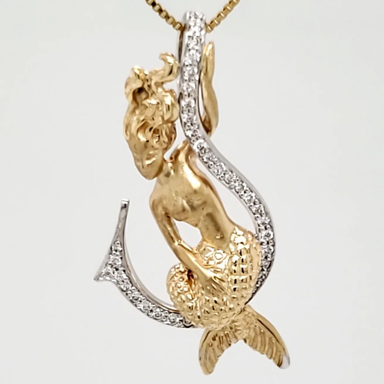 steven douglas diamond fishing hook mermaid pendant 14k