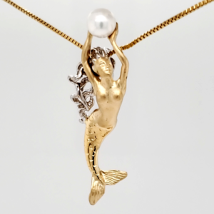 14k steven douglas mermaid pearl pendant