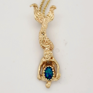 14k steven douglas mermaid sea turtle pendant