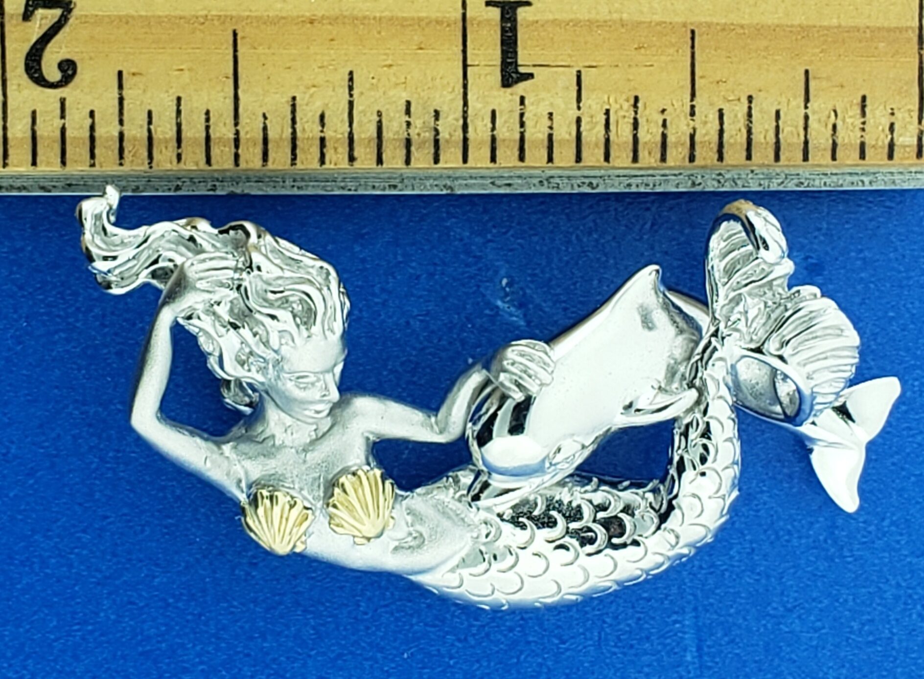 Steven Douglas Mermaid And Dolphin Necklace, Sterling Silver/14K 4 Steven Douglas Mermaid And Dolphin Necklace, Sterling Silver/14K - Image 4