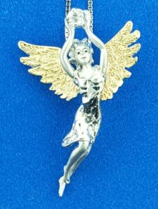 Steven Douglas Angel Pendant, Sterling Silver/14K