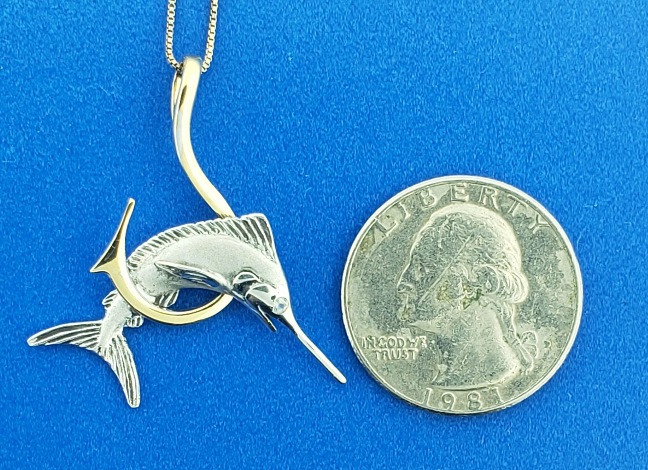 Steven Douglas Marlin Fishhook Necklace, Sterling Silver/14K 4 Steven Douglas Marlin Fishhook Necklace, Sterling Silver/14K - Image 4