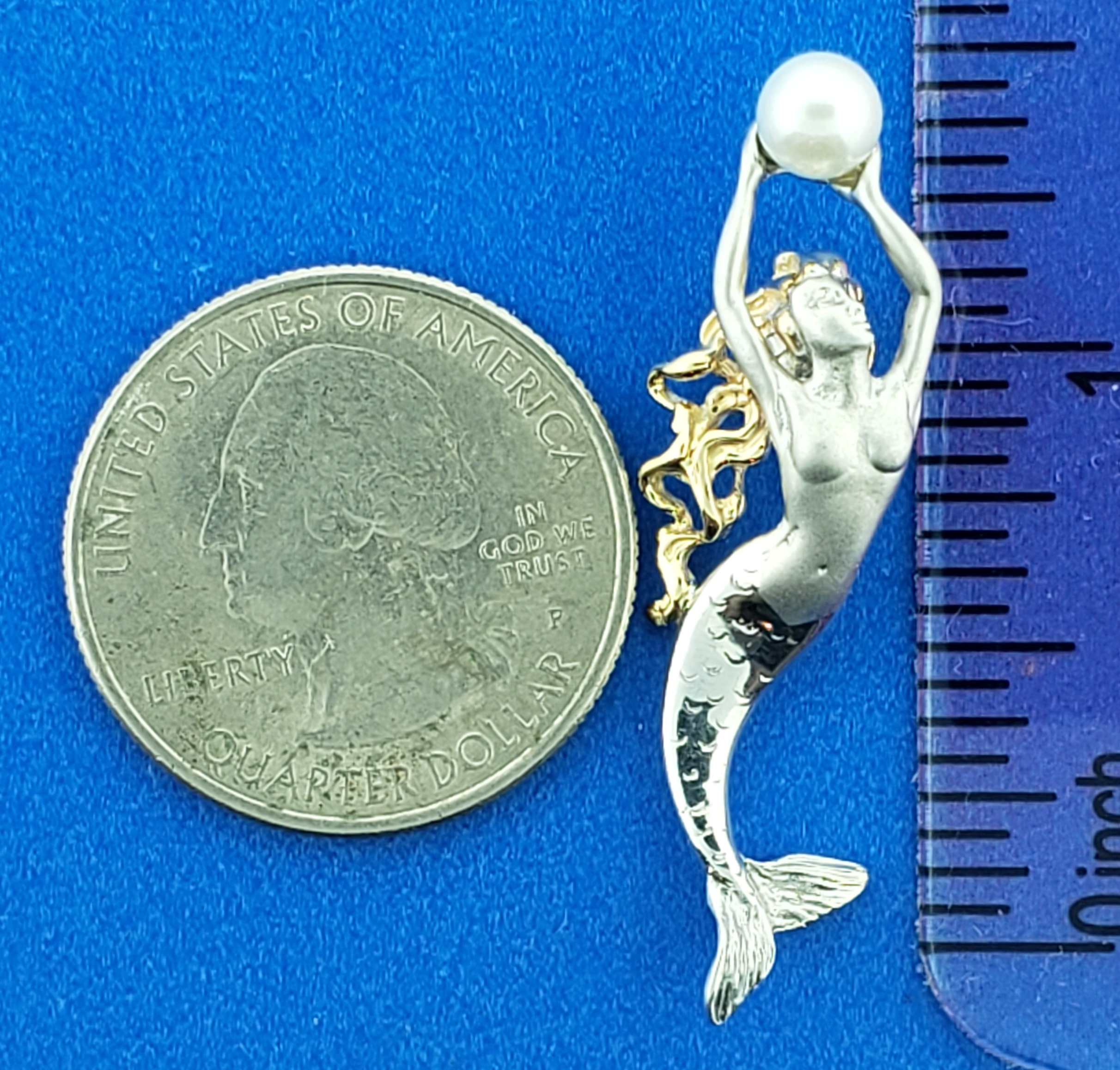 Steven Douglas Mermaid Pearl Pendant, Sterling Silver/14K 4 Steven Douglas Mermaid Pearl Pendant, Sterling Silver/14K - Image 4