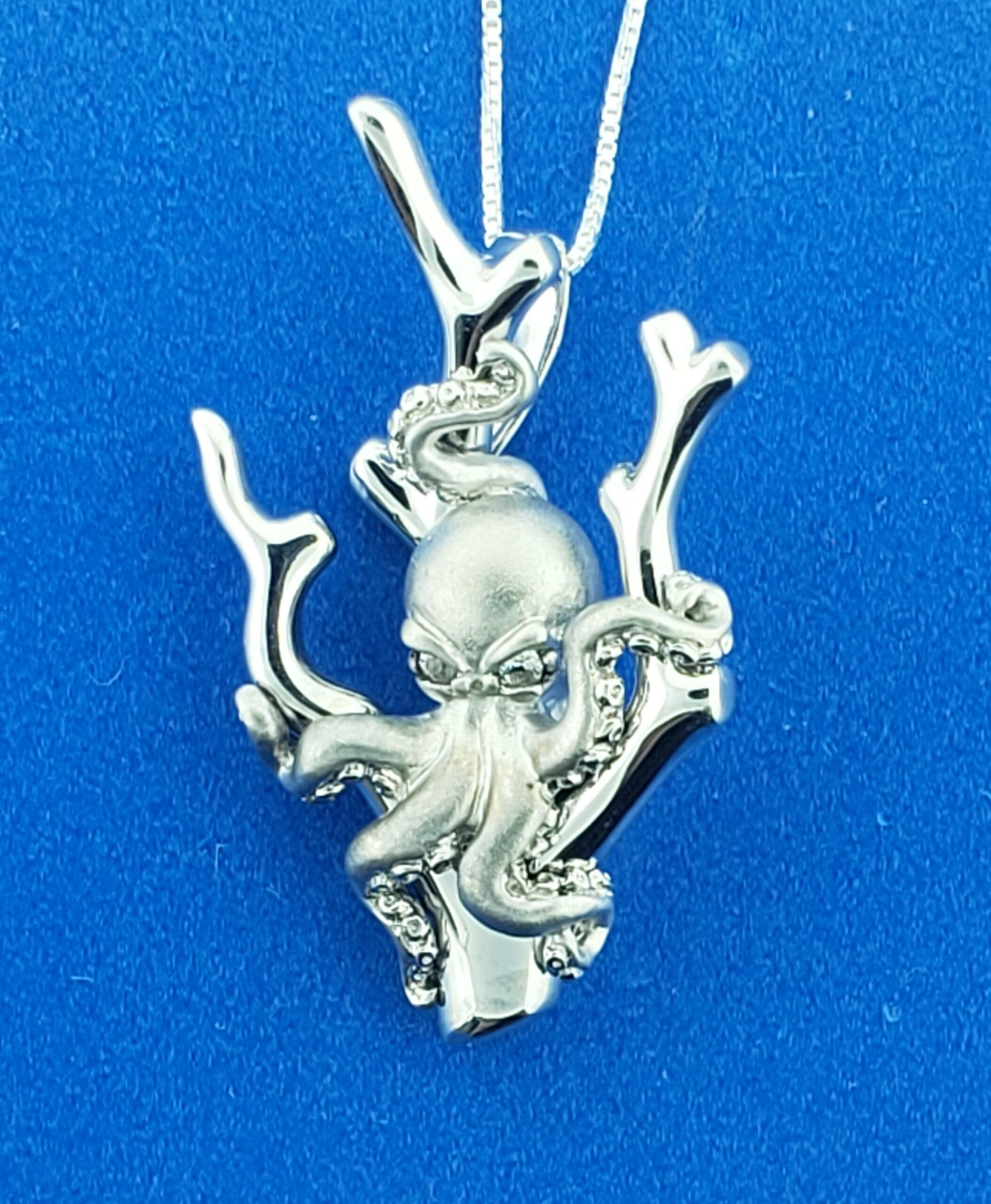 Steven Douglas Octopus & Coral Pendant, Sterling Silver 1 Steven Douglas Octopus & Coral Pendant, Sterling Silver