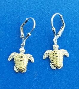 Steven Douglas Sea Turtle Dangle Earrings, Sterling Silver/14K