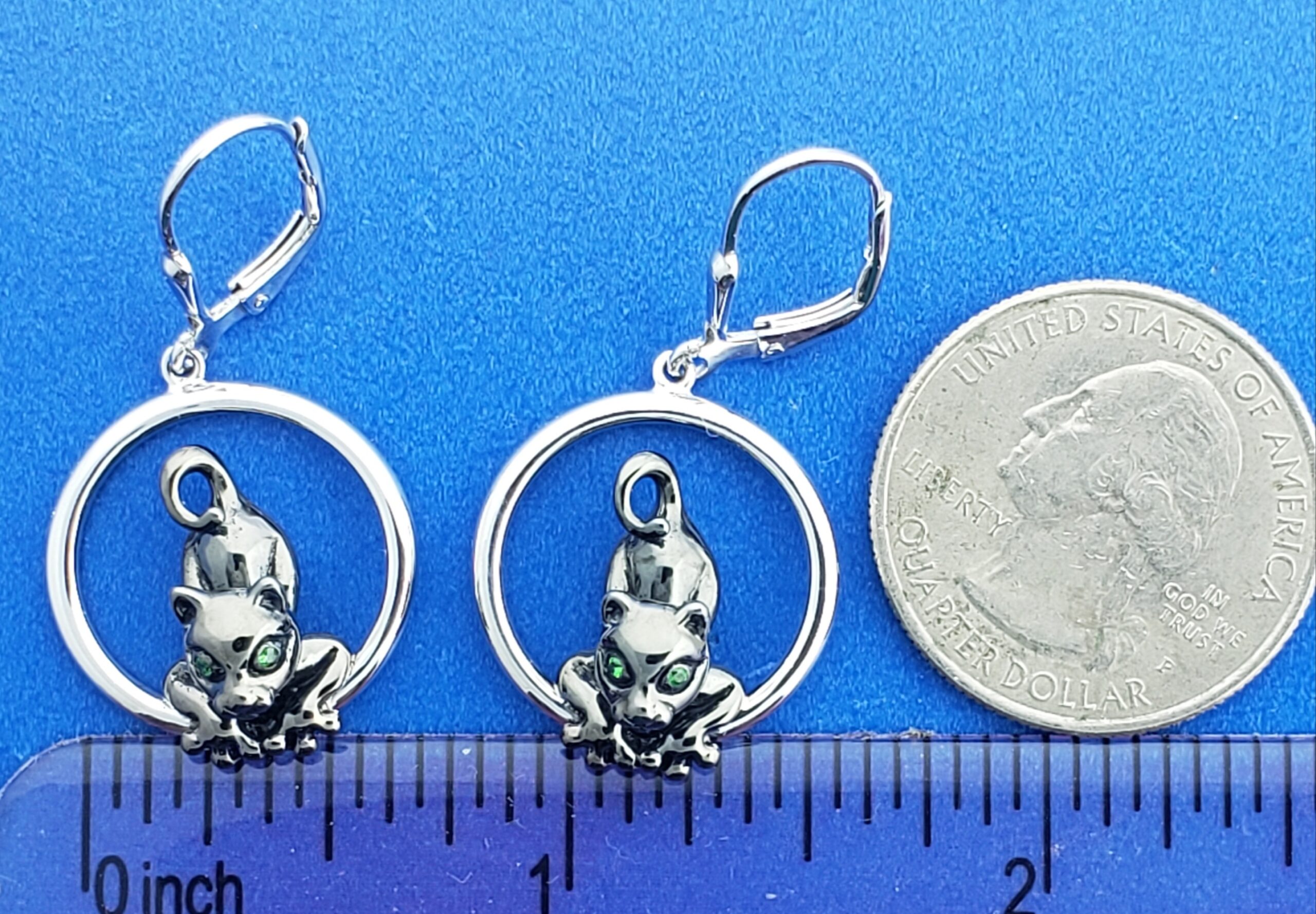 Steven Douglas Cat Dangle Earrings, Sterling Silver 3 Steven Douglas Cat Dangle Earrings, Sterling Silver - Image 3