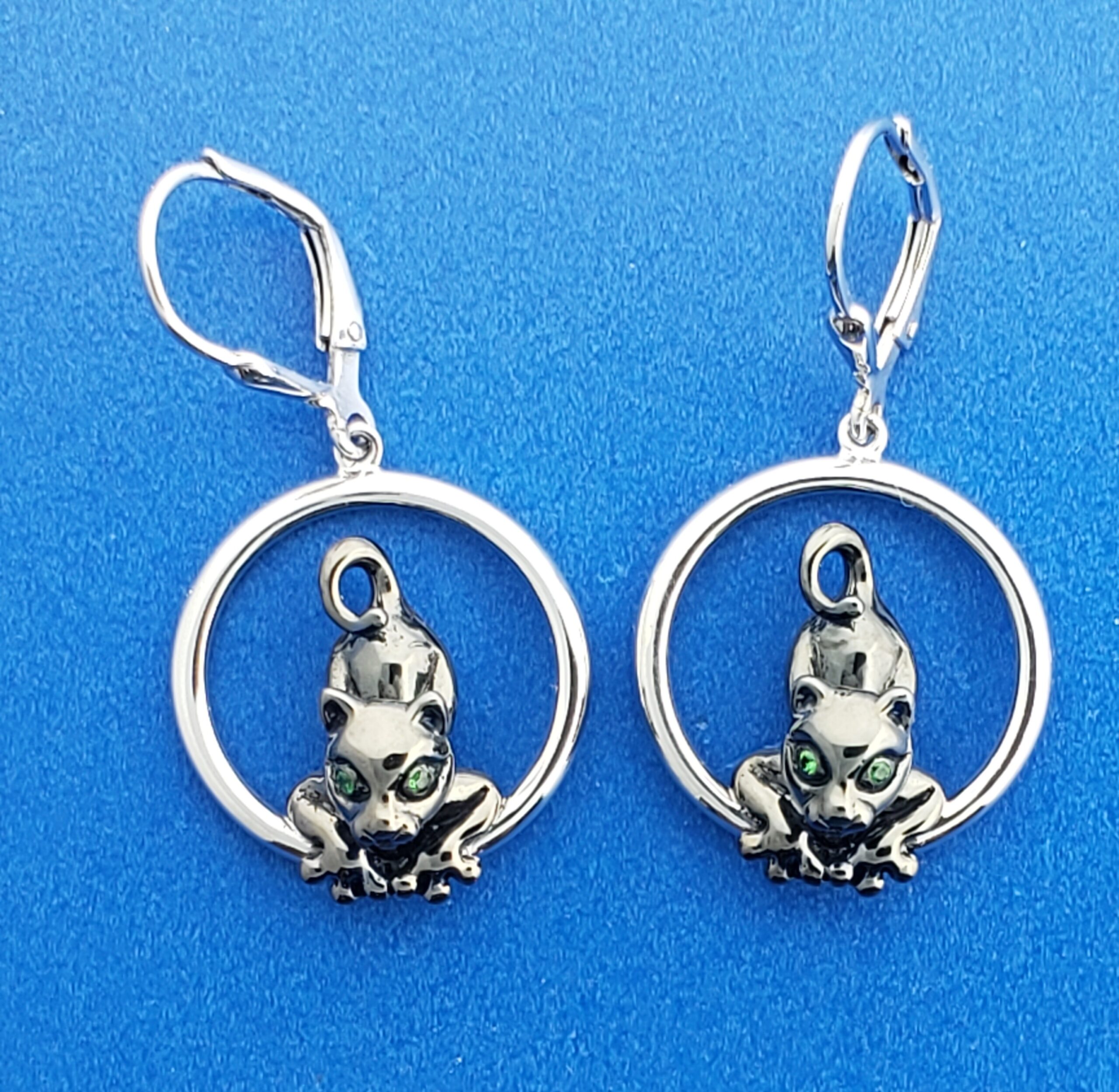 Steven Douglas Cat Dangle Earrings, Sterling Silver 5 Steven Douglas Cat Dangle Earrings, Sterling Silver - Image 5