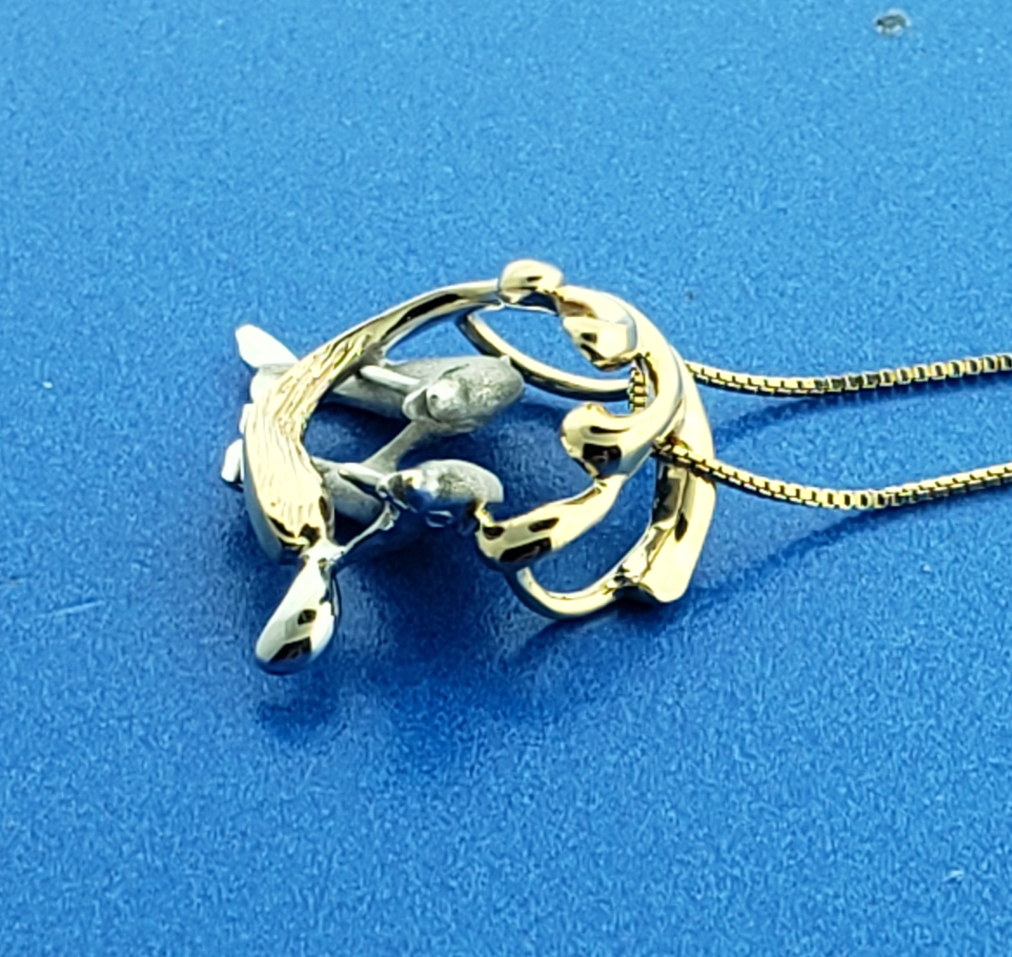 Denny Wong Dolphin Wave Pendant, 14K 2-Tone 8 Denny Wong Dolphin Wave Pendant, 14K 2-Tone - Image 8