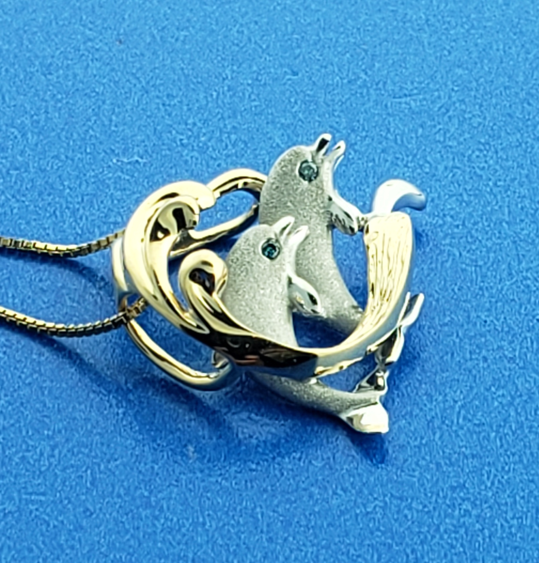 Denny Wong Dolphin Wave Pendant, 14K 2-Tone 6 Denny Wong Dolphin Wave Pendant, 14K 2-Tone - Image 6