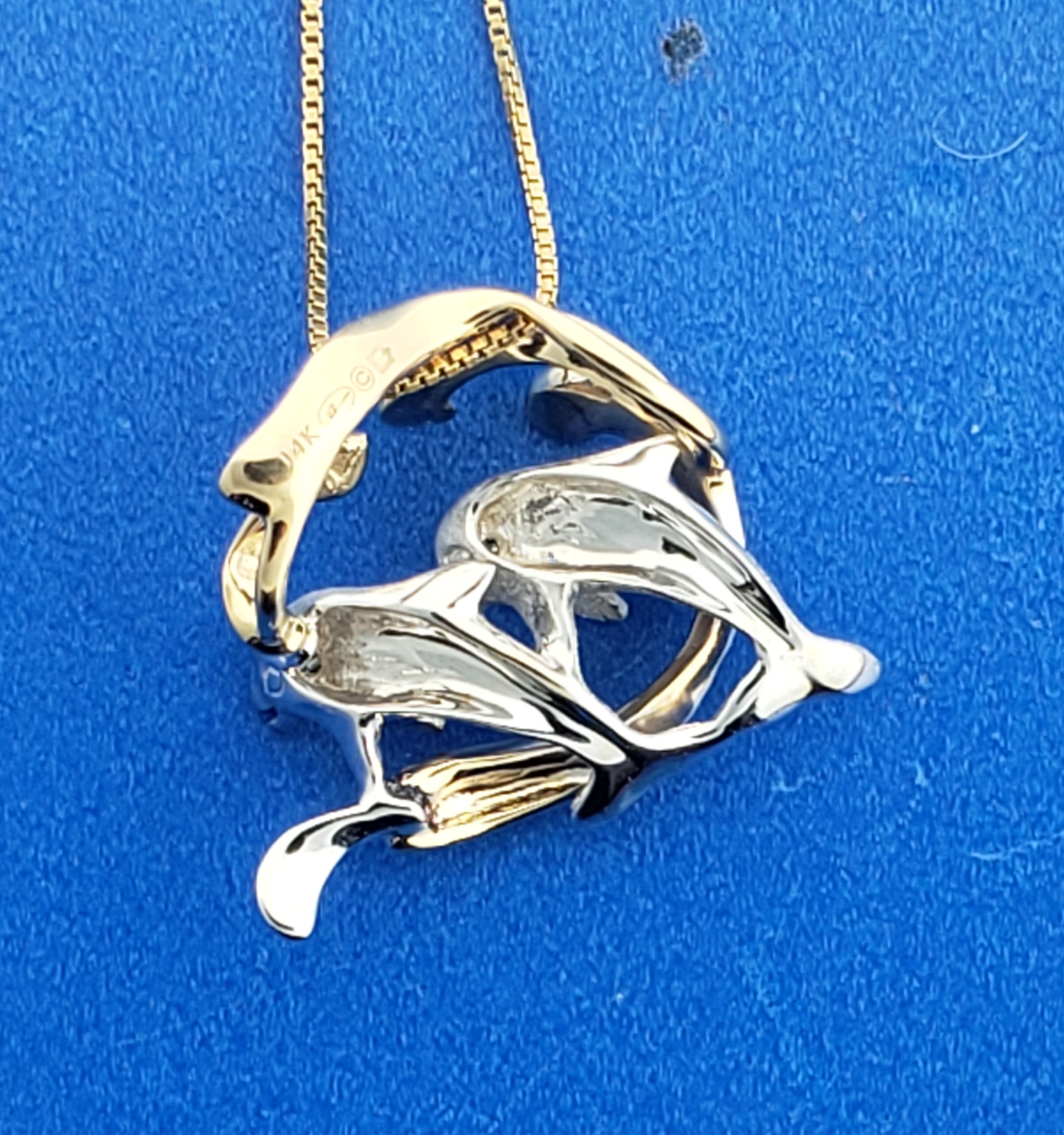 Denny Wong Dolphin Wave Pendant, 14K 2-Tone 5 Denny Wong Dolphin Wave Pendant, 14K 2-Tone - Image 5