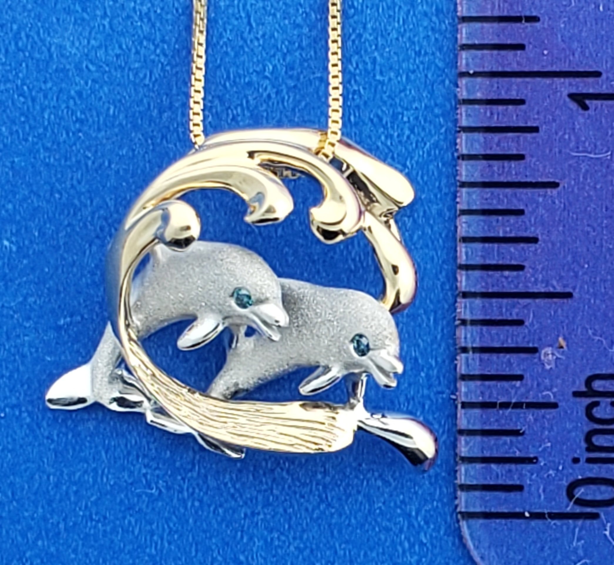 Denny Wong Dolphin Wave Pendant, 14K 2-Tone 4 Denny Wong Dolphin Wave Pendant, 14K 2-Tone - Image 4