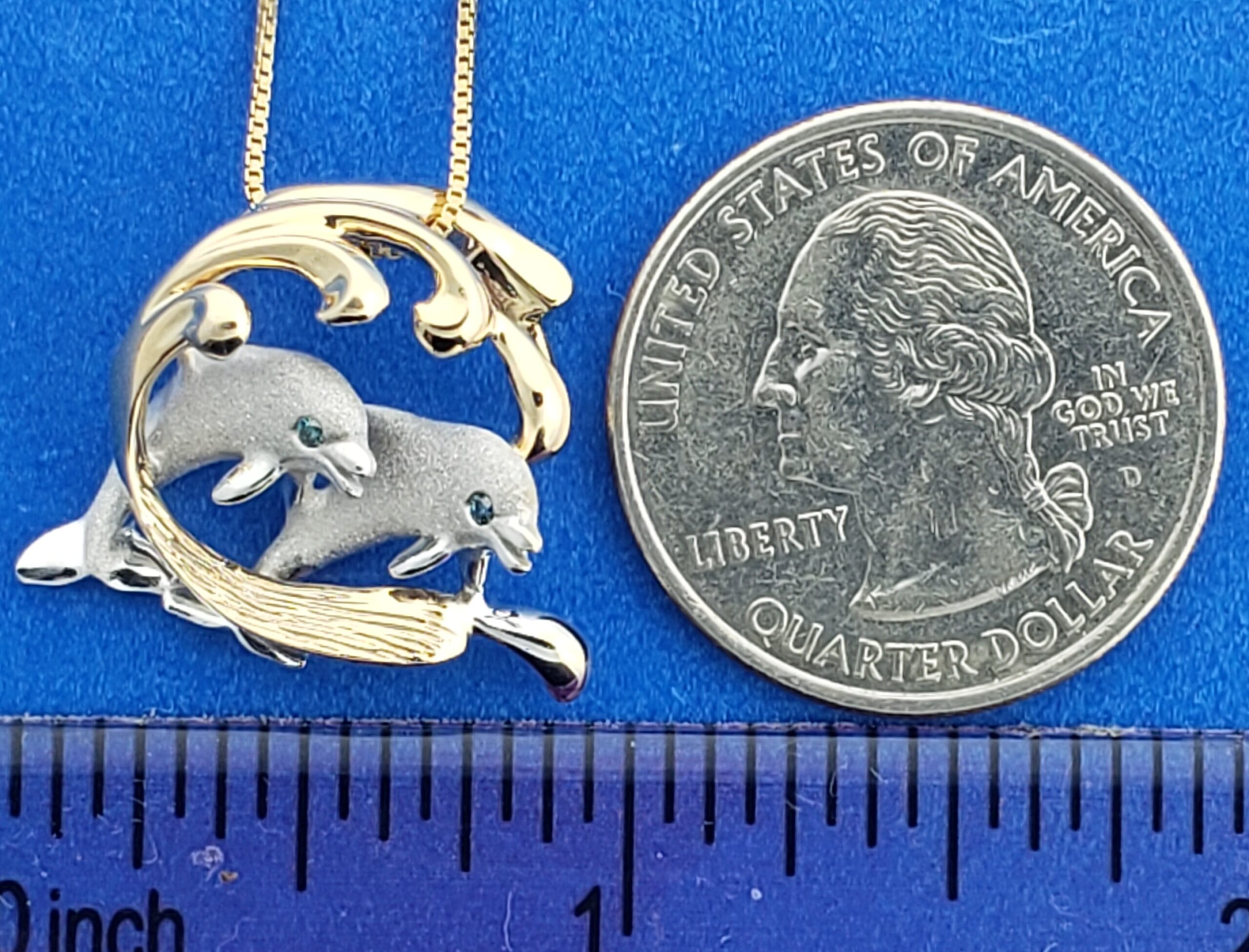 Denny Wong Dolphin Wave Pendant, 14K 2-Tone 3 Denny Wong Dolphin Wave Pendant, 14K 2-Tone - Image 3