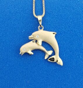 Denny Wong Double Dolphin Pendant, 14K Yellow Gold