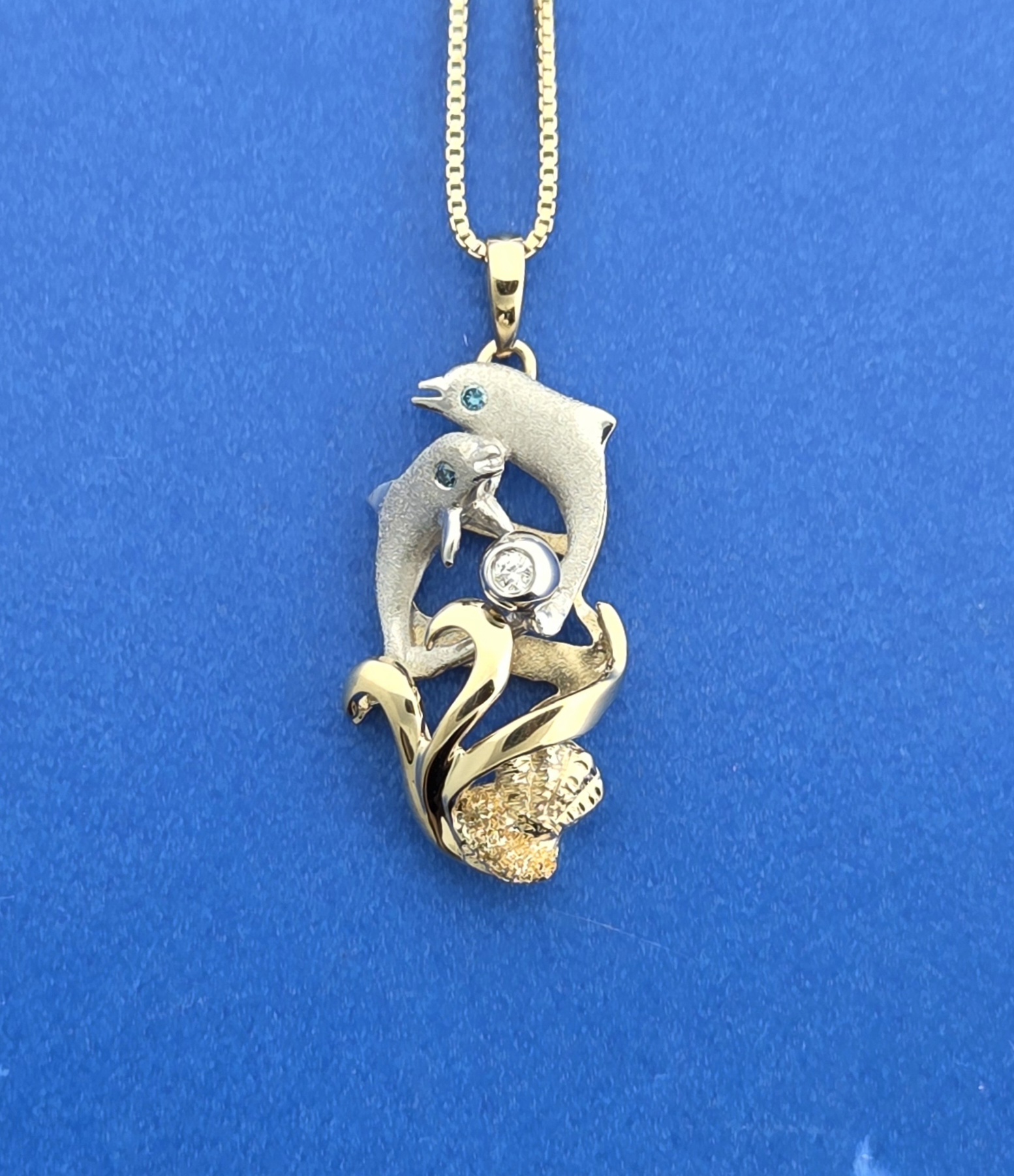 Denny Wong Dancing Dolphins Pendant, 14K 2-Tone 1 Denny Wong Dancing Dolphins Pendant, 14K 2-Tone