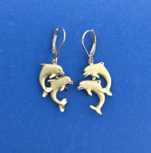 Denny Wong Dancing Dolphin Earrings, 14K Yellow Gold