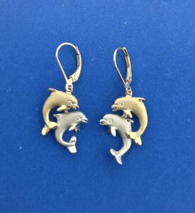 Denny Wong Double Dolphin Earrings, 14K 2-Tone